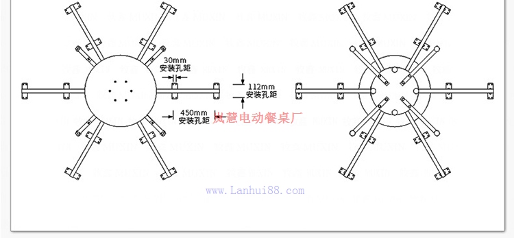 電動餐臺落地式機芯圖紙