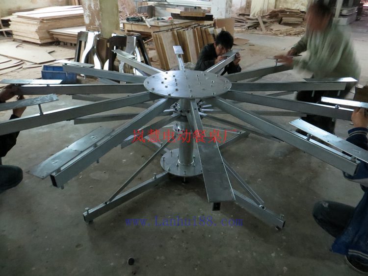 大型不銹鋼電動圓餐桌落地式轉盤