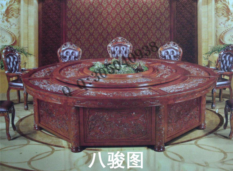 實木電動旋轉桌定做家具廠|古