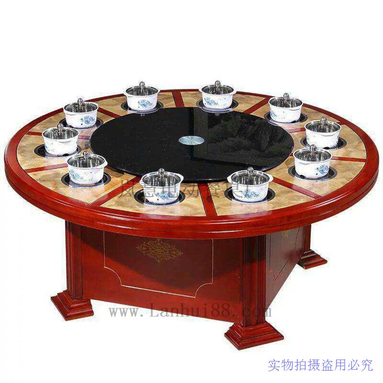 高檔火鍋電動桌大理石入框