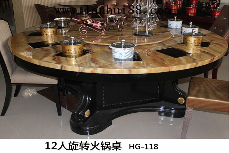 旋轉式玻璃轉盤火鍋餐桌定制